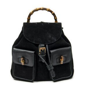 Gucci Rajivanbu Backpack Black Suede Leather
